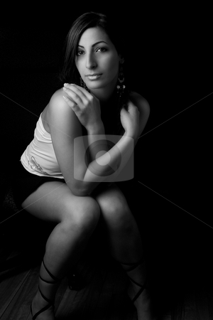 To use this stock image in your creative project, please select the size you need over to the right and click the "Add to Cart" button.
Your downloaded image will come with the Cutcaster watermark removed so don’t worry about the watermark you see on this page. Hidding in arm stock photo, Black and white portrait of a twenty something fashion model hidding behind her arms by Yann Poirier