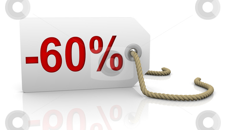 To use this stock image in your creative project, please select the size you need over to the right and click the "Add to Cart" button.
Your downloaded image will come with the Cutcaster watermark removed so don’t worry about the watermark you see on this page. Sixty percent discount stock photo, White tag with sixty percent discount red lettering by Nuno Andre