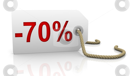 To use this stock image in your creative project, please select the size you need over to the right and click the "Add to Cart" button.
Your downloaded image will come with the Cutcaster watermark removed so don’t worry about the watermark you see on this page. Seventy percent discount stock photo, White tag with seventy percent discount red lettering by Nuno Andre