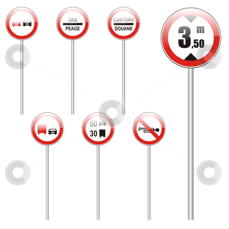 To use this stock image in your creative project, please select the size you need over to the right and click the "Add to Cart" button.
Your downloaded image will come with the Cutcaster watermark removed so don’t worry about the watermark you see on this page. Fully editable vector european traffic signs with stick stock vector clipart, Fully editable vector european traffic signs with stick by pilgrim.artworks