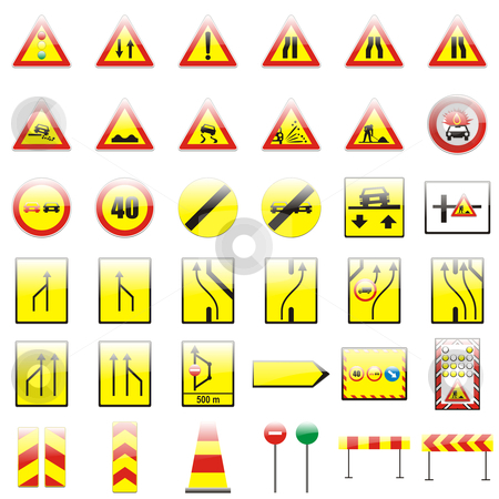 To use this stock image in your creative project, please select the size you need over to the right and click the "Add to Cart" button.
Your downloaded image will come with the Cutcaster watermark removed so don’t worry about the watermark you see on this page. Fully editable vector european traffic signs with details stock vector clipart, Fully editable vector european traffic signs with details by pilgrim.artworks