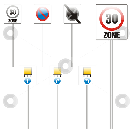 To use this stock image in your creative project, please select the size you need over to the right and click the "Add to Cart" button.
Your downloaded image will come with the Cutcaster watermark removed so don’t worry about the watermark you see on this page. Fully editable vector european traffic signs with stick stock vector clipart, Fully editable vector european traffic signs with stick by pilgrim.artworks