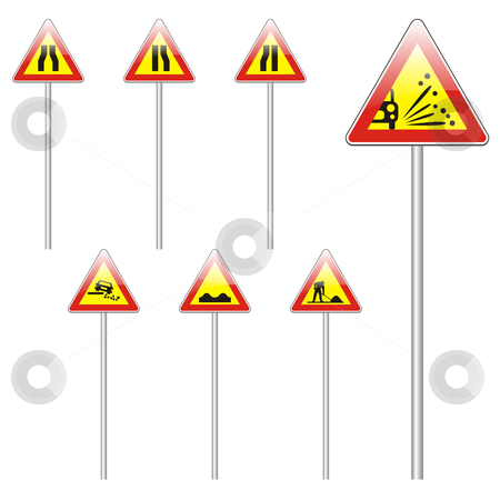 To use this stock image in your creative project, please select the size you need over to the right and click the "Add to Cart" button.
Your downloaded image will come with the Cutcaster watermark removed so don’t worry about the watermark you see on this page. Fully editable vector european traffic signs with stick stock vector clipart, Fully editable vector european traffic signs with stick by pilgrim.artworks