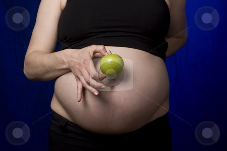 To use this stock image in your creative project, please select the size you need over to the right and click the "Add to Cart" button.
Your downloaded image will come with the Cutcaster watermark removed so don’t worry about the watermark you see on this page. Pregnant belly and apple stock photo, Pregnant women holding a green apple to her belly by Yann Poirier