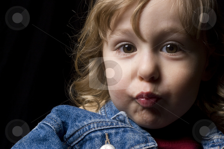 To use this stock image in your creative project, please select the size you need over to the right and click the "Add to Cart" button.
Your downloaded image will come with the Cutcaster watermark removed so don’t worry about the watermark you see on this page. Kissy face stock photo, Portrait of a two year old boy wearing a jean jacket making a kissing face by Yann Poirier