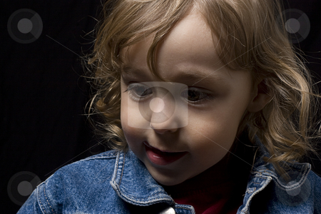 To use this stock image in your creative project, please select the size you need over to the right and click the "Add to Cart" button.
Your downloaded image will come with the Cutcaster watermark removed so don’t worry about the watermark you see on this page. Toddler looking down stock photo, Portrait of a two year old boy wearing a jean jacket looking down to the left by Yann Poirier