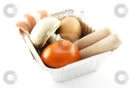 To use this stock image in your creative project, please select the size you need over to the right and click the "Add to Cart" button.
Your downloaded image will come with the Cutcaster watermark removed so don’t worry about the watermark you see on this page. Uncooked Breakfast stock photo, Uncooked sausage, bacon, mushroom, egg and tomato on a round plate with a white background by Keith Wilson