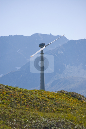 To use this stock image in your creative project, please select the size you need over to the right and click the "Add to Cart" button.
Your downloaded image will come with the Cutcaster watermark removed so don’t worry about the watermark you see on this page. Mountain wind turbine stock photo, An high mountain wind turbine to supply energy to a remote area by Roberto Marinello