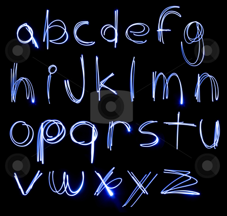 To use this stock image in your creative project, please select the size you need over to the right and click the "Add to Cart" button.
Your downloaded image will come with the Cutcaster watermark removed so don’t worry about the watermark you see on this page. Neon Alphabet set stock photo, An abstract illustration of the alphabet created with light. by Travis Manley