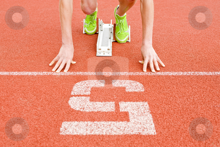 To use this stock image in your creative project, please select the size you need over to the right and click the "Add to Cart" button.
Your downloaded image will come with the Cutcaster watermark removed so don’t worry about the watermark you see on this page. Starting line stock photo, Athlete at the starting line in lane five, ready to go by Corepics VOF