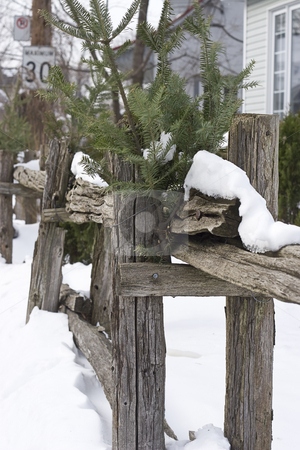 To use this stock image in your creative project, please select the size you need over to the right and click the "Add to Cart" button.
Your downloaded image will come with the Cutcaster watermark removed so don’t worry about the watermark you see on this page. Wood fence stock photo, Snowed in wood fence with decorative cedar branch by Yann Poirier
