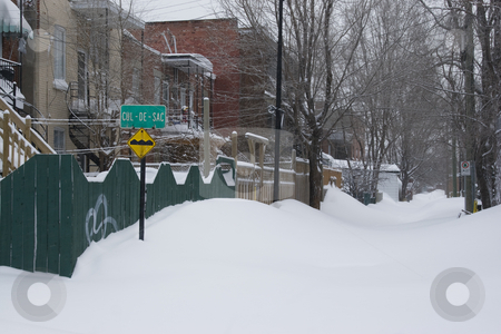 To use this stock image in your creative project, please select the size you need over to the right and click the "Add to Cart" button.
Your downloaded image will come with the Cutcaster watermark removed so don’t worry about the watermark you see on this page. Snowed in cul de sac stock photo, Snowed in back street during storm by Yann Poirier