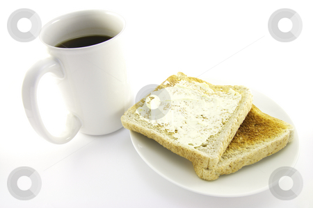To use this stock image in your creative project, please select the size you need over to the right and click the "Add to Cart" button.
Your downloaded image will come with the Cutcaster watermark removed so don’t worry about the watermark you see on this page. Toast on a White Plate with Coffee stock photo, Crunchy lightly browned toast on a round white plate with a cup of black coffee on a white background by Keith Wilson