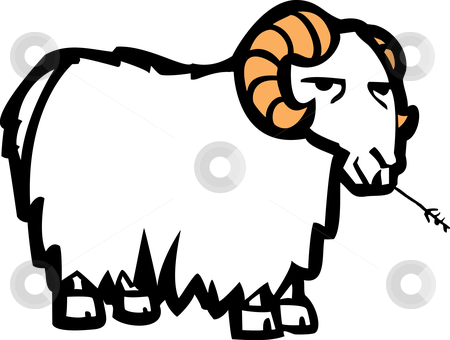 To use this stock image in your creative project, please select the size you need over to the right and click the "Add to Cart" button.
Your downloaded image will come with the Cutcaster watermark removed so don’t worry about the watermark you see on this page. Goat stock vector clipart, Long wool coated cartoon goat chewing on a blade of grass. by Jeffrey Thompson