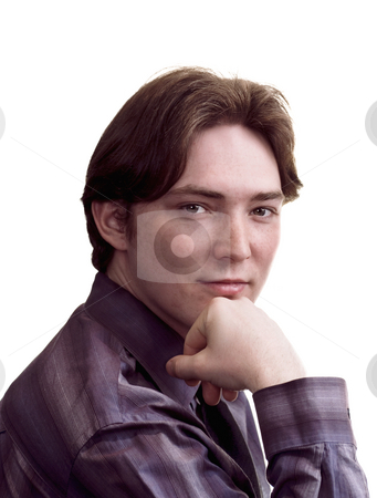 To use this stock image in your creative project, please select the size you need over to the right and click the "Add to Cart" button.
Your downloaded image will come with the Cutcaster watermark removed so don’t worry about the watermark you see on this page. Man looking stock photo, Close up of a man in a purple shirt by Marek Poplawski