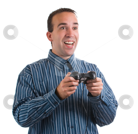 To use this stock image in your creative project, please select the size you need over to the right and click the "Add to Cart" button.
Your downloaded image will come with the Cutcaster watermark removed so don’t worry about the watermark you see on this page. Video Game Player stock photo, An adult video game player is having fun, isolated against a white background by Richard Nelson