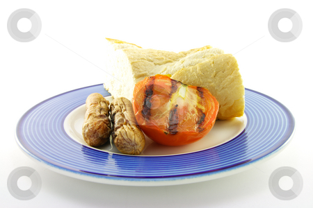 To use this stock image in your creative project, please select the size you need over to the right and click the "Add to Cart" button.
Your downloaded image will come with the Cutcaster watermark removed so don’t worry about the watermark you see on this page. Cooked Breakfast Items on a Plate stock photo, Delicious cooked breakfast items with baguette and char-grilled tomato on a plate on a white background by Keith Wilson