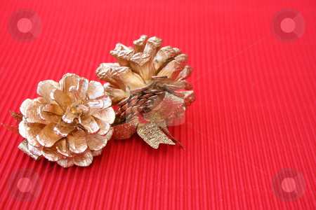 To use this stock image in your creative project, please select the size you need over to the right and click the "Add to Cart" button.
Your downloaded image will come with the Cutcaster watermark removed so don’t worry about the watermark you see on this page. Pine Cones stock photo, Golden decorated pine cones on a red background by Vanessa Van Rensburg