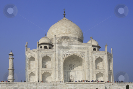 To use this stock image in your creative project, please select the size you need over to the right and click the "Add to Cart" button.
Your downloaded image will come with the Cutcaster watermark removed so don’t worry about the watermark you see on this page. Taj Mahal, India stock photo, The Taj Mahal was built at Agra, Uttar Pradesh, India by Emperor Shah Jahan as a mausoleum for his wife Mumtaj in 1631 AD by Sharron Schiefelbein