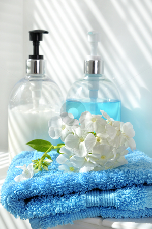 To use this stock image in your creative project, please select the size you need over to the right and click the "Add to Cart" button.
Your downloaded image will come with the Cutcaster watermark removed so don’t worry about the watermark you see on this page. Wellness day stock photo, Blue towel, flower, cream and soap by Carmen Steiner