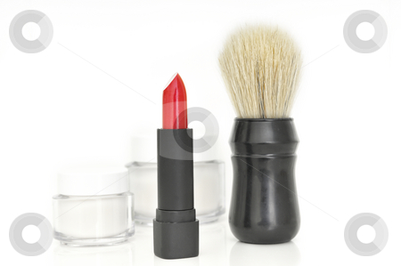 To use this stock image in your creative project, please select the size you need over to the right and click the "Add to Cart" button.
Your downloaded image will come with the Cutcaster watermark removed so don’t worry about the watermark you see on this page. Lipstick and Shaving brush stock photo, Lipstick and Shaving brush in front of cream container by Carmen Steiner