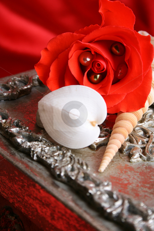 To use this stock image in your creative project, please select the size you need over to the right and click the "Add to Cart" button.
Your downloaded image will come with the Cutcaster watermark removed so don’t worry about the watermark you see on this page. Valentine Gift stock photo, Silver gift box with a rose and seashells ontop by Vanessa Van Rensburg