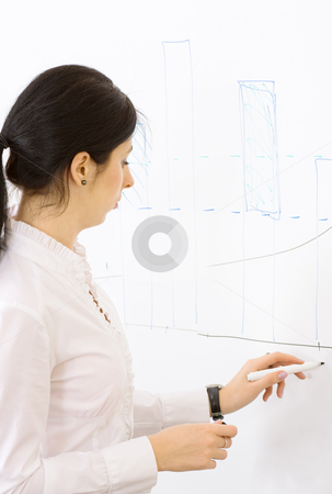 To use this stock image in your creative project, please select the size you need over to the right and click the "Add to Cart" button.
Your downloaded image will come with the Cutcaster watermark removed so don’t worry about the watermark you see on this page. Young woman making presentation stock photo, Pretty brunette girl making presentation in the office by Mikhail Lavrenov