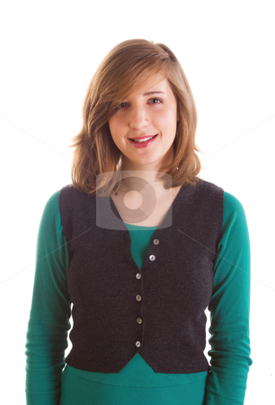 To use this stock image in your creative project, please select the size you need over to the right and click the "Add to Cart" button.
Your downloaded image will come with the Cutcaster watermark removed so don’t worry about the watermark you see on this page. Smiling teenager girl stock photo, Portrait of smiling teenager girl on white background by Mikhail Lavrenov