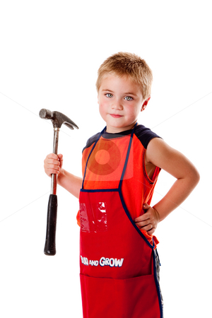 To use this stock image in your creative project, please select the size you need over to the right and click the "Add to Cart" button.
Your downloaded image will come with the Cutcaster watermark removed so don’t worry about the watermark you see on this page. Boy with hammer stock photo, Cute young boy holding heavy duty hammer and wearing orange apron with pockets for tools, isolated. by Paul Hakimata