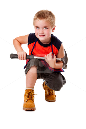 To use this stock image in your creative project, please select the size you need over to the right and click the "Add to Cart" button.
Your downloaded image will come with the Cutcaster watermark removed so don’t worry about the watermark you see on this page. Boy with hammer stock photo, Cute young boy holding heavy duty hammer on his lap while squatting, isolated. by Paul Hakimata