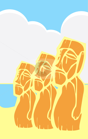 To use this stock image in your creative project, please select the size you need over to the right and click the "Add to Cart" button.
Your downloaded image will come with the Cutcaster watermark removed so don’t worry about the watermark you see on this page. Group of Moai #3 stock vector clipart, Easter Island Moai heads on a hill in a tabloid layout. by Jeffrey Thompson