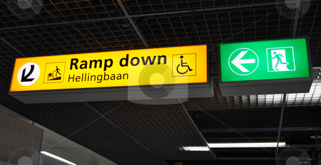 To use this stock image in your creative project, please select the size you need over to the right and click the "Add to Cart" button.
Your downloaded image will come with the Cutcaster watermark removed so don’t worry about the watermark you see on this page. Airport terminal sign stock photo, Airport terminal: ramp down sign. Amsterdam Schiphol. by Fernando Barozza
