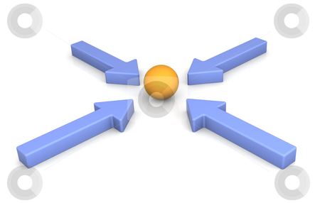 To use this stock image in your creative project, please select the size you need over to the right and click the "Add to Cart" button.
Your downloaded image will come with the Cutcaster watermark removed so don’t worry about the watermark you see on this page. Meeting point stock photo, Meeting point with orange sphere and blue arrows on a white background by Nuno Andre