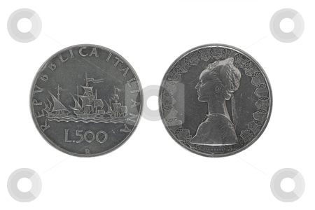 To use this stock image in your creative project, please select the size you need over to the right and click the "Add to Cart" button.
Your downloaded image will come with the Cutcaster watermark removed so don’t worry about the watermark you see on this page. Caravels silver coins stock photo, Old 500 italian silver coins isolated on white background by ANTONIO SCARPI