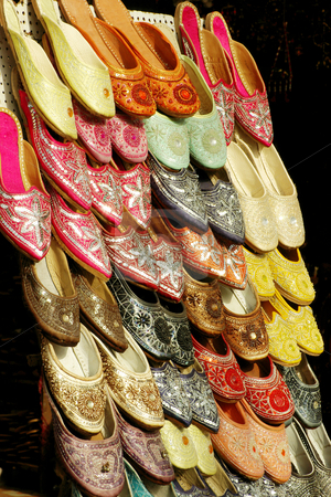 To use this stock image in your creative project, please select the size you need over to the right and click the "Add to Cart" button.
Your downloaded image will come with the Cutcaster watermark removed so don’t worry about the watermark you see on this page. Sandals, Jaipur, India stock photo, Colourful embroidered sandals on sale in a street in Jaipur, India by Steeve Dubois