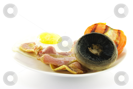 To use this stock image in your creative project, please select the size you need over to the right and click the "Add to Cart" button.
Your downloaded image will come with the Cutcaster watermark removed so don’t worry about the watermark you see on this page. Breakfast on a White Plate stock photo, Slices of crispy pork bacon with half a grilled tomato a fried egg and a mushroom on a white round plate with a white background by Keith Wilson