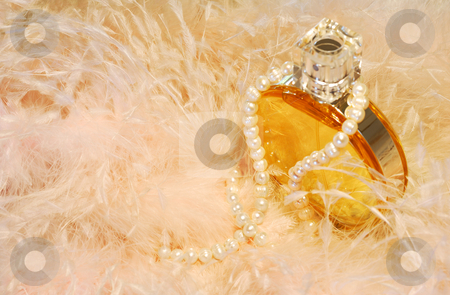 To use this stock image in your creative project, please select the size you need over to the right and click the "Add to Cart" button.
Your downloaded image will come with the Cutcaster watermark removed so don’t worry about the watermark you see on this page. Feathers, necklace and perfume stock photo, Picture of a perfume bottle with a pearls necklace around it, sitting among feathers from a woman's wardrobe. Room for text by Andreas Karelias
