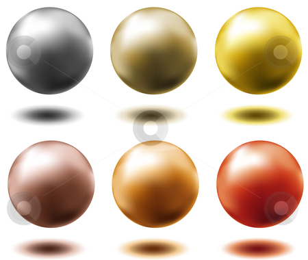 To use this stock image in your creative project, please select the size you need over to the right and click the "Add to Cart" button.
Your downloaded image will come with the Cutcaster watermark removed so don’t worry about the watermark you see on this page. Set of different metallic spheres stock vector clipart, Set of all metal balls of gold silver brass copper platinum by danielboom