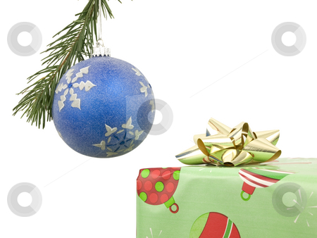 To use this stock image in your creative project, please select the size you need over to the right and click the "Add to Cart" button.
Your downloaded image will come with the Cutcaster watermark removed so don’t worry about the watermark you see on this page. Bauble and present stock photo, Bauble and christmas present on white background by John Teeter