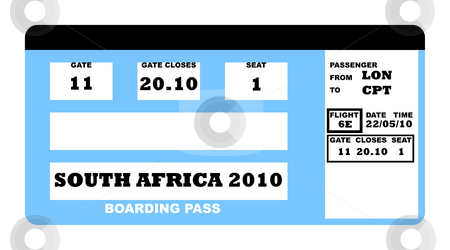 To use this stock image in your creative project, please select the size you need over to the right and click the "Add to Cart" button.
Your downloaded image will come with the Cutcaster watermark removed so don’t worry about the watermark you see on this page. World Cup 2010 stock photo, South Africa soccer world cup 2010 boarding pass, isolated on white background. by Martin Crowdy