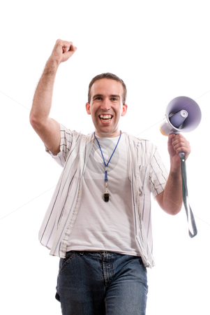 To use this stock image in your creative project, please select the size you need over to the right and click the "Add to Cart" button.
Your downloaded image will come with the Cutcaster watermark removed so don’t worry about the watermark you see on this page. SCORE stock photo, A young fan is cheering because his team scored, isolated against a white background by Richard Nelson