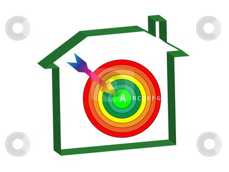 To use this stock image in your creative project, please select the size you need over to the right and click the "Add to Cart" button.
Your downloaded image will come with the Cutcaster watermark removed so don’t worry about the watermark you see on this page. Energy ratings house target stock vector clipart, Energy ratings house with a target and arrow at the centre by Stephen Clarke