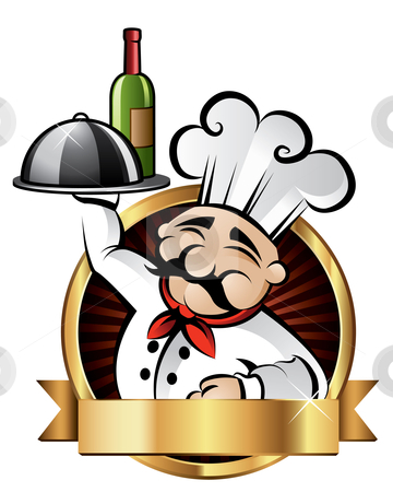 To use this stock image in your creative project, please select the size you need over to the right and click the "Add to Cart" button.
Your downloaded image will come with the Cutcaster watermark removed so don’t worry about the watermark you see on this page. Cheerful Chef Illustration stock vector clipart, Cheerful chef serving dinner at a restaurant - room for your text by Thomas Amby Johansen