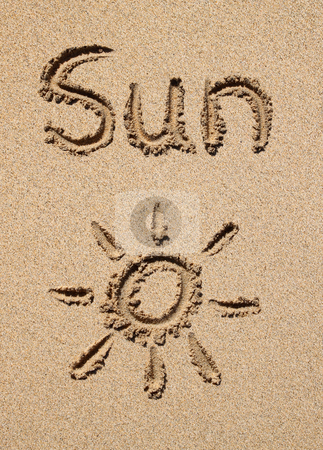 To use this stock image in your creative project, please select the size you need over to the right and click the "Add to Cart" button.
Your downloaded image will come with the Cutcaster watermark removed so don’t worry about the watermark you see on this page. The word sun and a sun symbol drawn on a beach. stock photo, The word sun and a sun symbol drawn on a beach. by Stephen Rees