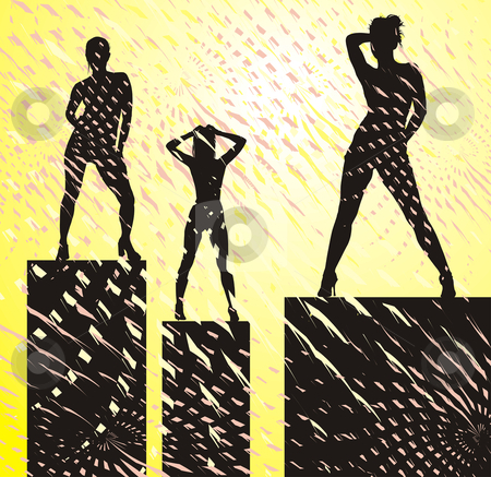 To use this stock image in your creative project, please select the size you need over to the right and click the "Add to Cart" button.
Your downloaded image will come with the Cutcaster watermark removed so don’t worry about the watermark you see on this page. Go Go Dancing stock vector clipart, Naked dancers on the stage in black silhouette on a colored background by Čerešňák
