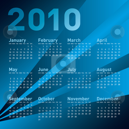 To use this stock image in your creative project, please select the size you need over to the right and click the "Add to Cart" button.
Your downloaded image will come with the Cutcaster watermark removed so don’t worry about the watermark you see on this page. Blue Calendar 2010 stock vector clipart, Blue Calendar for year 2010, in vector format. by Germán Ariel Berra