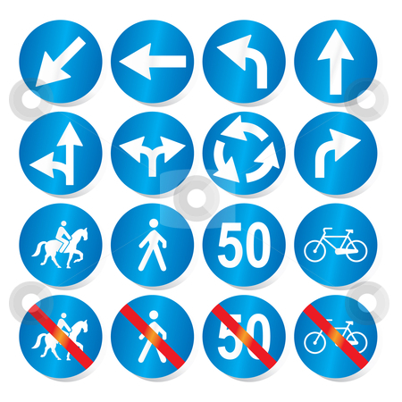 To use this stock image in your creative project, please select the size you need over to the right and click the "Add to Cart" button.
Your downloaded image will come with the Cutcaster watermark removed so don’t worry about the watermark you see on this page. Road signs (vector) stock vector clipart, Traffic, road signs - vector format by ojal_2