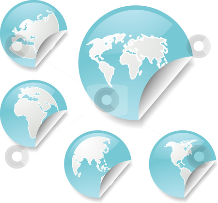 To use this stock image in your creative project, please select the size you need over to the right and click the "Add to Cart" button.
Your downloaded image will come with the Cutcaster watermark removed so don’t worry about the watermark you see on this page. World map stickers stock photo, World map icons on round sticker shapes by Kheng Guan Toh