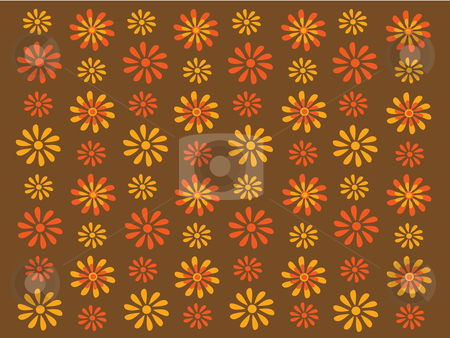 To use this stock image in your creative project, please select the size you need over to the right and click the "Add to Cart" button.
Your downloaded image will come with the Cutcaster watermark removed so don’t worry about the watermark you see on this page. Gold and orange retro flowers on a brown background stock vector clipart, Vector illustration of gold and orange flowers on brown background by Rachel Gordon