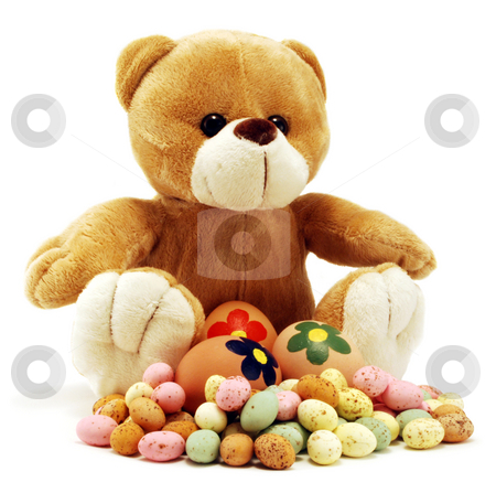 To use this stock image in your creative project, please select the size you need over to the right and click the "Add to Cart" button.
Your downloaded image will come with the Cutcaster watermark removed so don’t worry about the watermark you see on this page. Easter Bear Surrounded By Eggs stock photo, Teddy Bear surrounded by eggs isolated on white by Paul Inkles